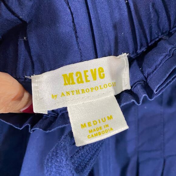 Maeve By Anthropologie Women Navy Super High Rise Wide Leg Pull On Pants Size M - Picture 4 of 8